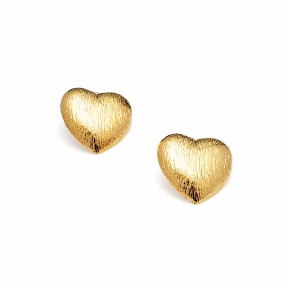 Gold Heart Stud Earrings - 24k plated Jewelry